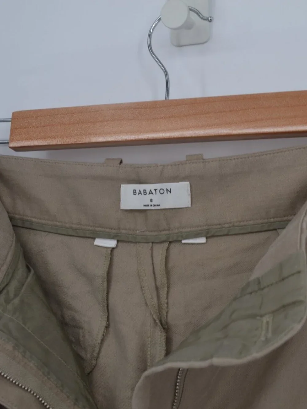 Aritzia Babaton Linen Blend Pants Womens 8 Brown High Waist Pleated Straight